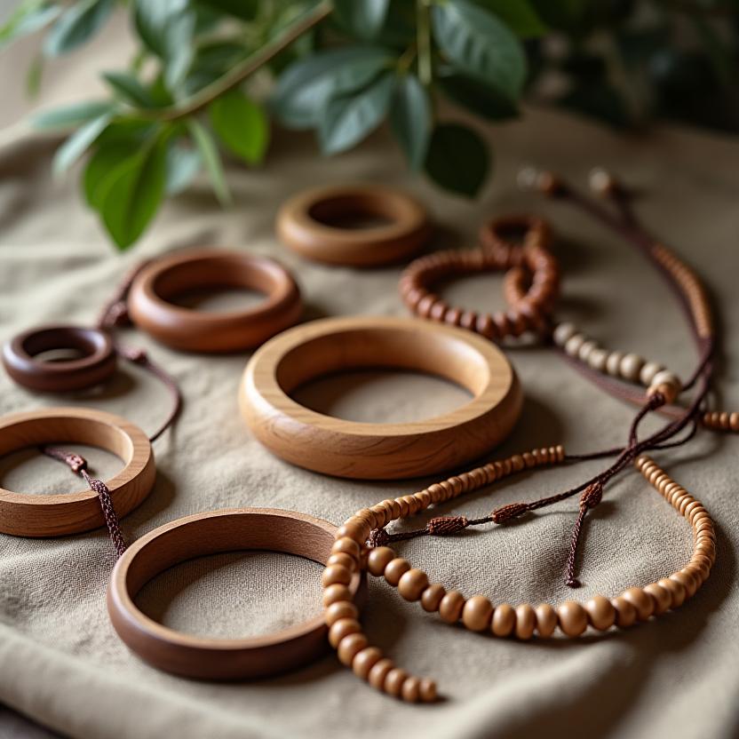 Handcrafted sustainable wooden jewelry collection